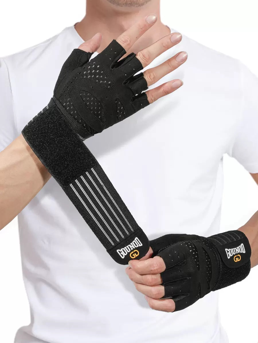 Guante de Unisex color Negro /GOUNOD, Antiresbalante, Con Muñequera