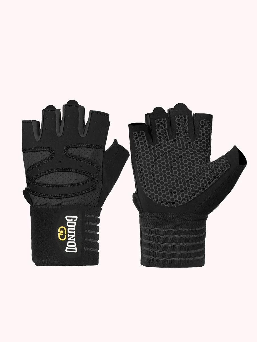 Guante de Unisex color Negro /GOUNOD, Antiresbalante, Con Muñequera