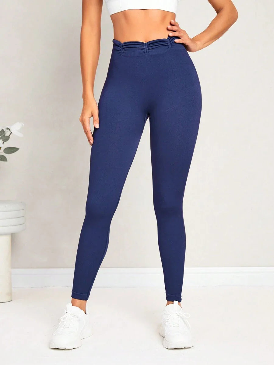 Legging de Mujer color Azul marino /Liso, talle arruchado