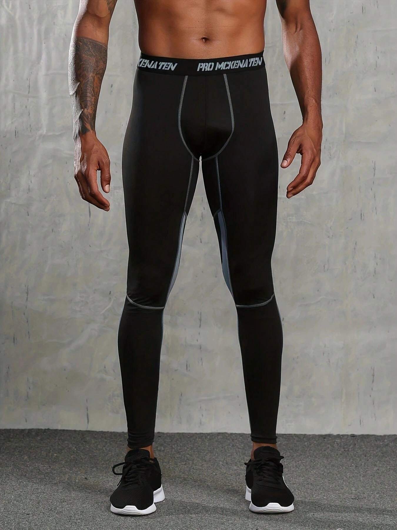 Men's High Elasticity & Quick-Drying & Thermal Compression Sports Cropped Leggings For Running, Basketball, And Training | SHEIN USA