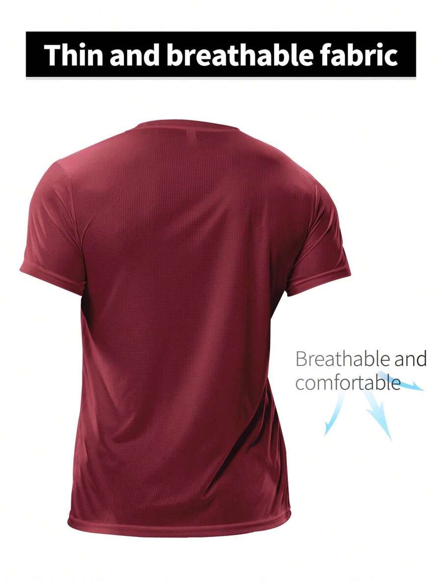 Franela Manga Corta de Hombre color Vinotinto /Liso, Rápido secado