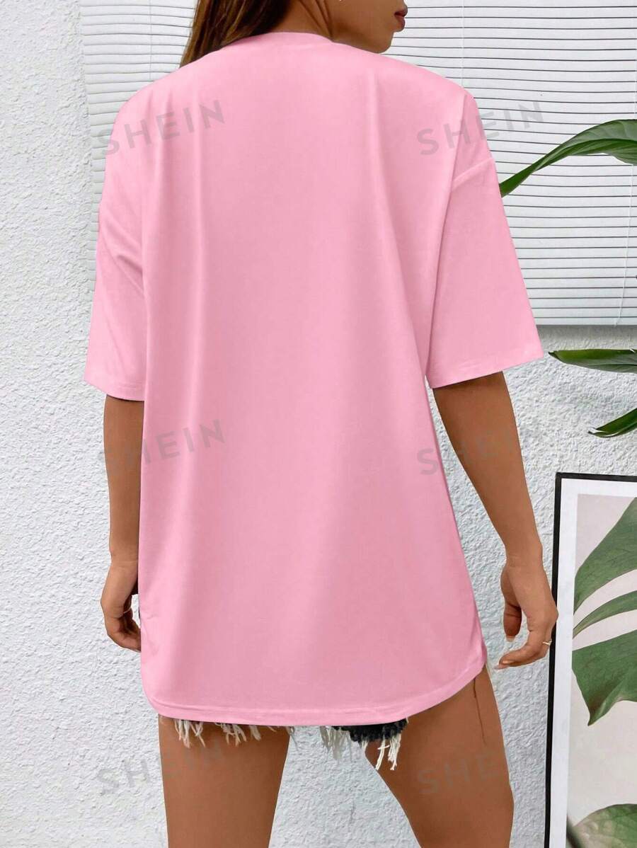 Franela Holgada de Mujer color Rosado /Oversize stay salty