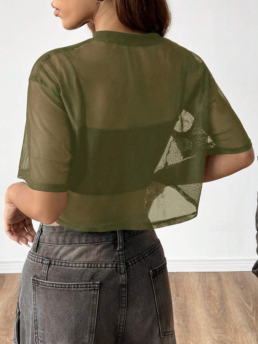 Franela Manga Corta de Mujer color Verde /Transparente