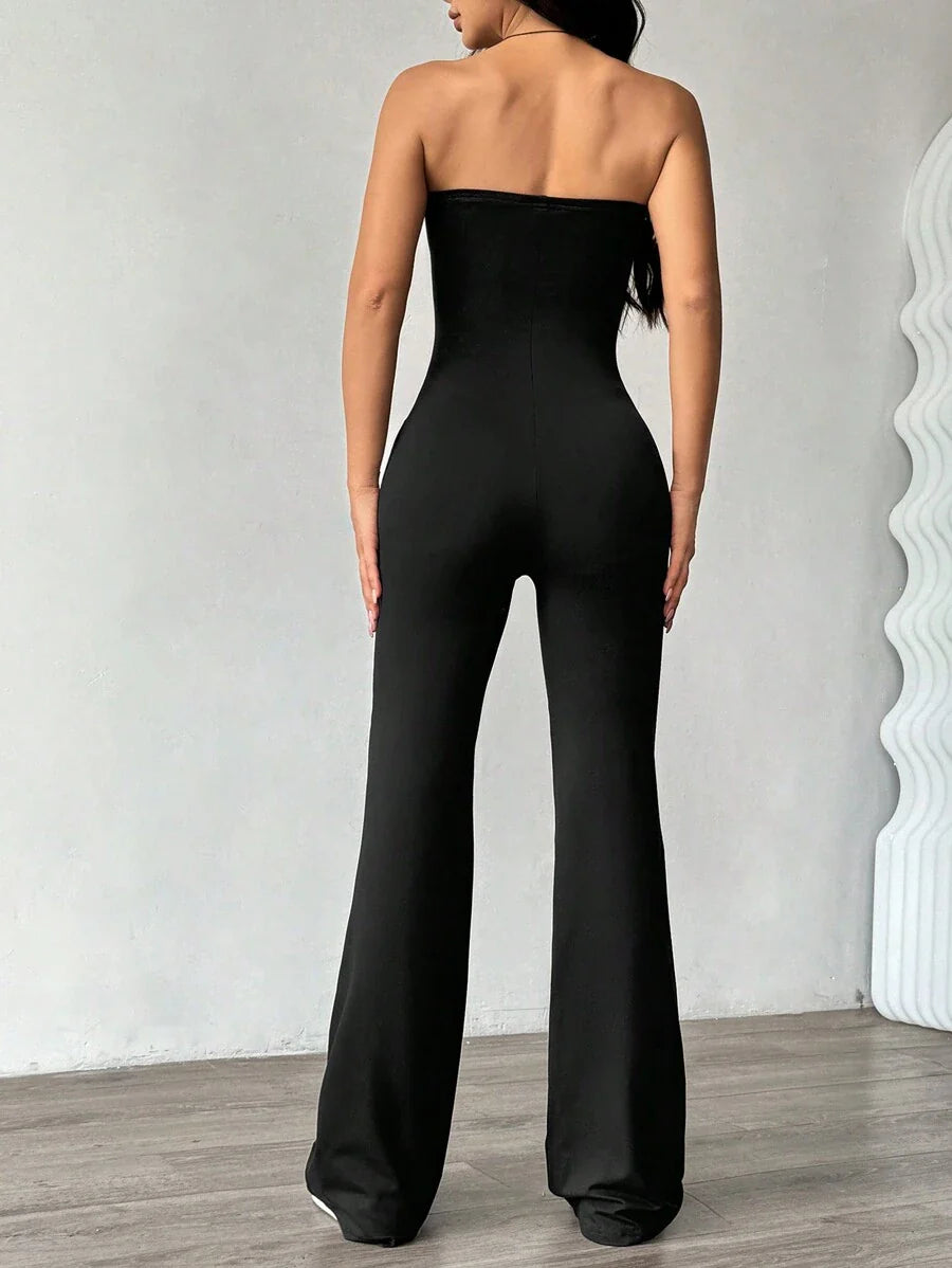 Body Largo de Mujer color Negro /Strapless, Abertura en el abdomen