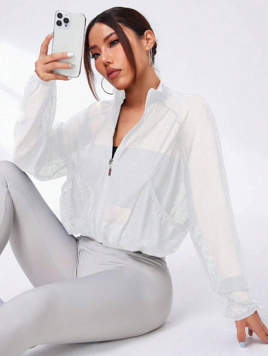 Chaqueta de Mujer color Blanco /Con Cierre, Bolsillos