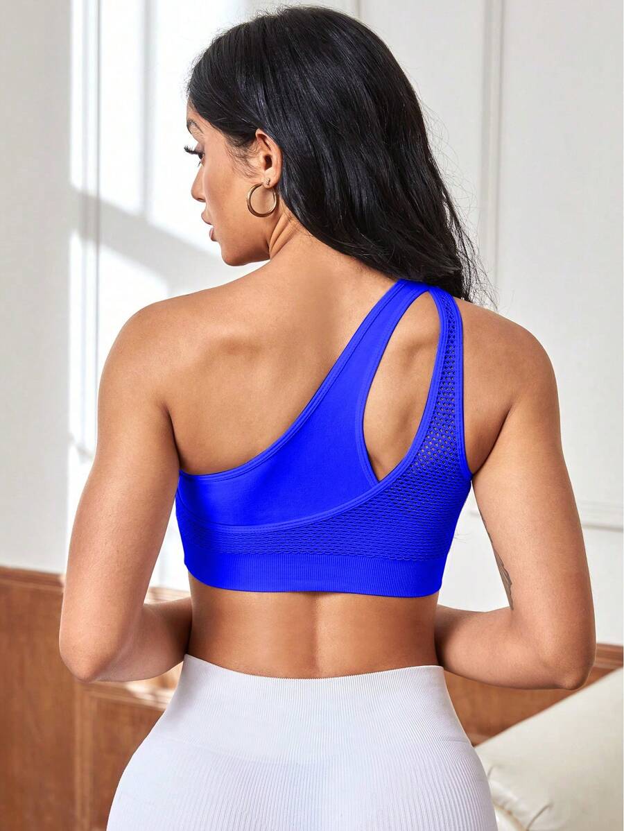 Top de Mujer color Azul /UniHombro, Con Malla