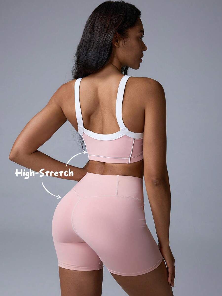 Conjunto 2pzs de Mujer color Rosa /Short and top, Bordes en blanco