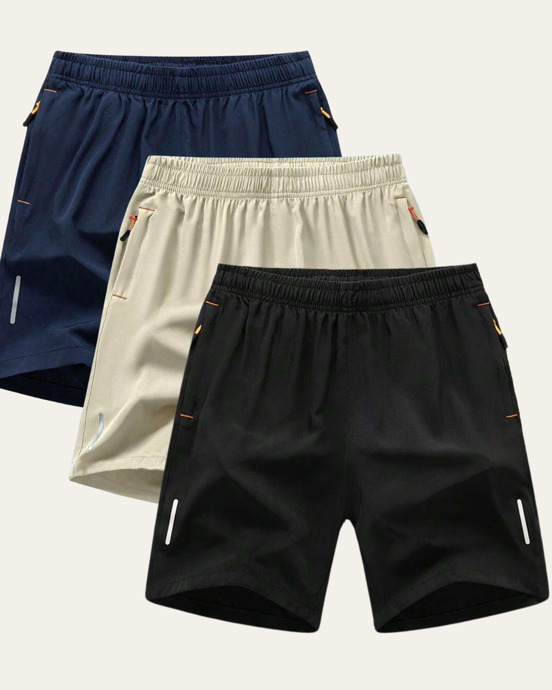 Short de Hombre color Negro, Azul y Beige /Con Bolsillos