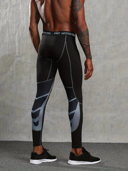 Men's High Elasticity & Quick-Drying & Thermal Compression Sports Cropped Leggings For Running, Basketball, And Training | SHEIN USA
