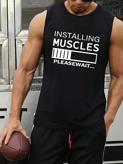 Franela sin Mangas de Hombre color Negro /Installing Muscles
