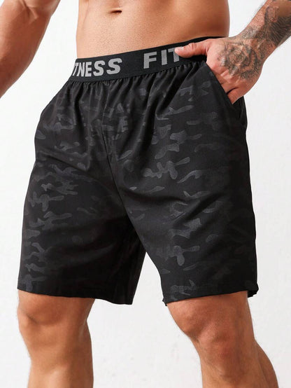 Manfinity Sport Corelite Boyfriend Style Men's Letter Embroidered Camo Print Drawstring Shorts With Pockets, Casual Sports Shorts Gym Shorts Short Boyfriend Style Men Shorts Boyfriend Style Men Basketball Shorts Hand Sanitizer School | SHEIN USA