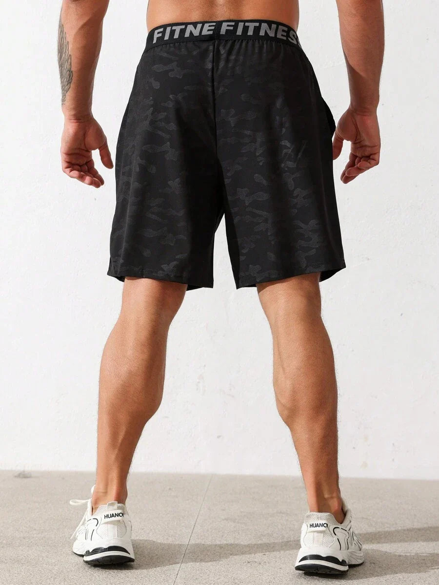 Manfinity Sport Corelite Boyfriend Style Men's Letter Embroidered Camo Print Drawstring Shorts With Pockets, Casual Sports Shorts Gym Shorts Short Boyfriend Style Men Shorts Boyfriend Style Men Basketball Shorts Hand Sanitizer School | SHEIN USA