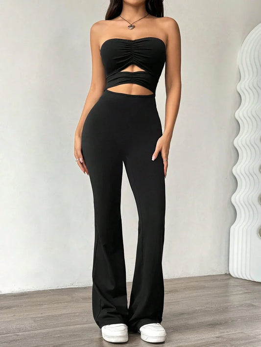 Body Largo de Mujer color Negro /Strapless, Abertura en el abdomen