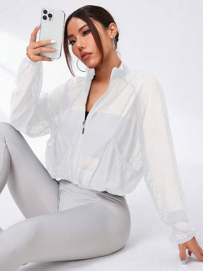 Chaqueta de Mujer color Blanco /Con Cierre, Bolsillos