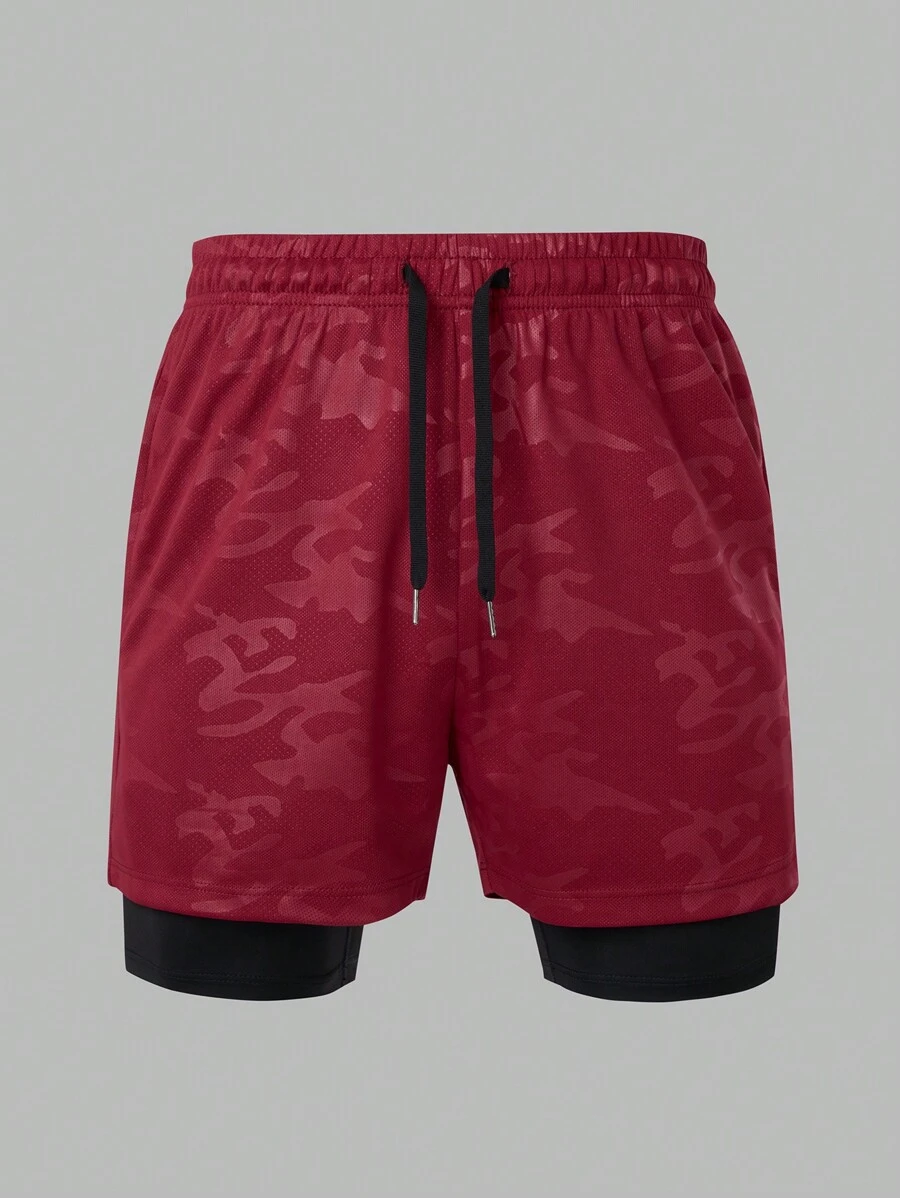 Short con Licra de Hombre color Vinotinto /Camuflaje, Con Bolsillo