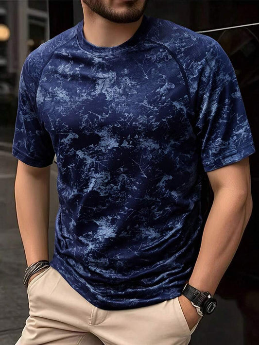 Franela Manga Corta de Hombre color Azul /Con Manchitas