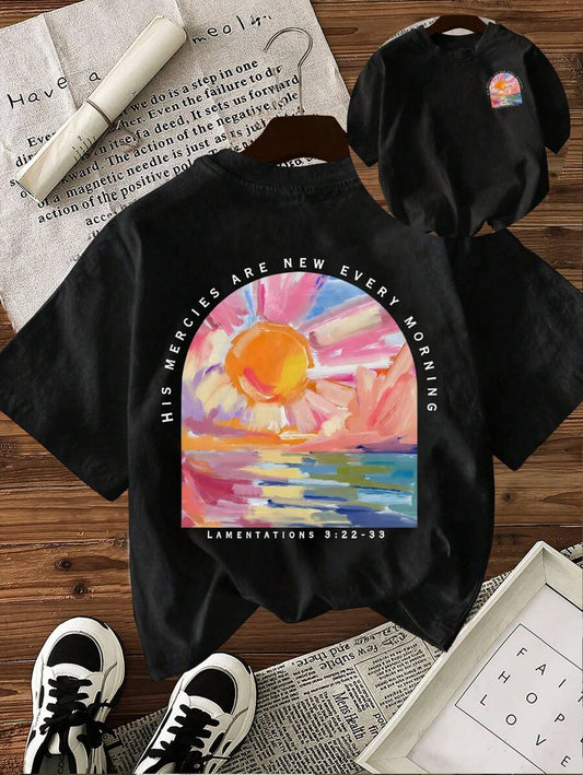 Franela Manga Corta de Mujer color Negro /Doble estampado