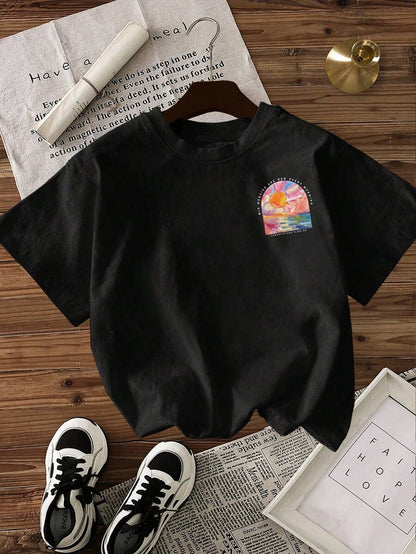 Franela Manga Corta de Mujer color Negro /Doble estampado