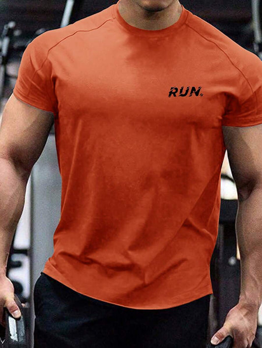 Franela Manga Corta de Hombre color Naranja /Dri-Fit, Run