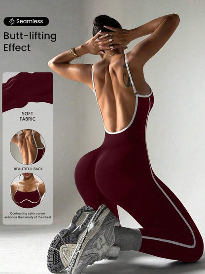 Body Largo de Mujer color Vinotinto /Esplada Abierta, Detalles Blancos