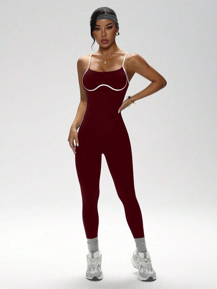 Body Largo de Mujer color Vinotinto /Esplada Abierta, Detalles Blancos