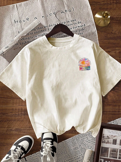 Franela Manga Corta de Mujer color Blanco /Doble estampado