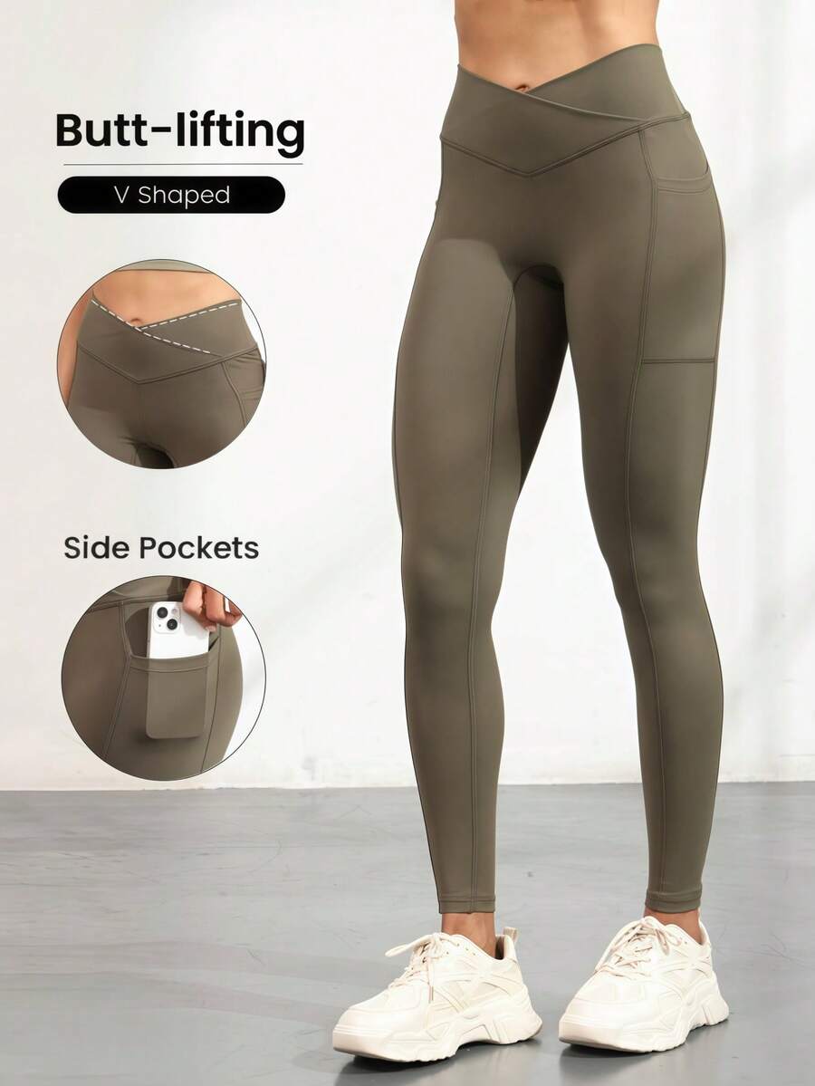 Legging de Mujer color Verde /V Shaped, Con Bolsillos