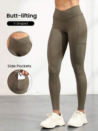 Legging de Mujer color Verde /V Shaped, Con Bolsillos