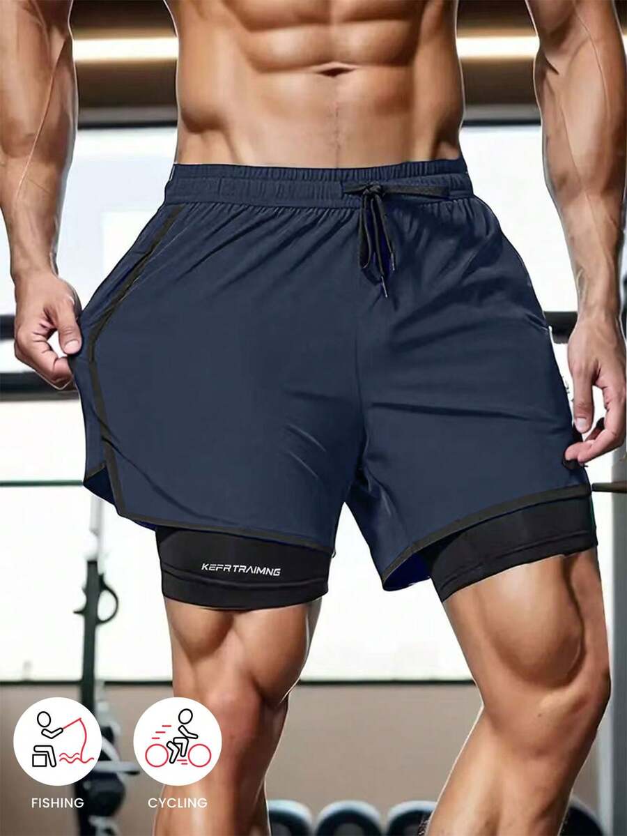 Spring/Summer One Piece Solid Color Sports Shorts, Anti-Slip, Double Layer Unisex Couple Exercise Shorts, Running, Outdoor Gym Pants | SHEIN USA