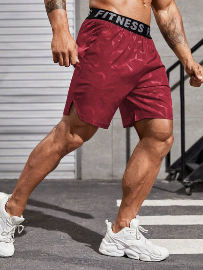 Manfinity Sport Corelite Men's Geometric Print Letter Tape Sports Shorts, Gym Clothes Men Shorts, Red Shorts Athletic | SHEIN USA