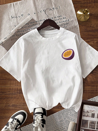 Franela Manga Corta de Mujer color Blanco /Estampado Maracuya